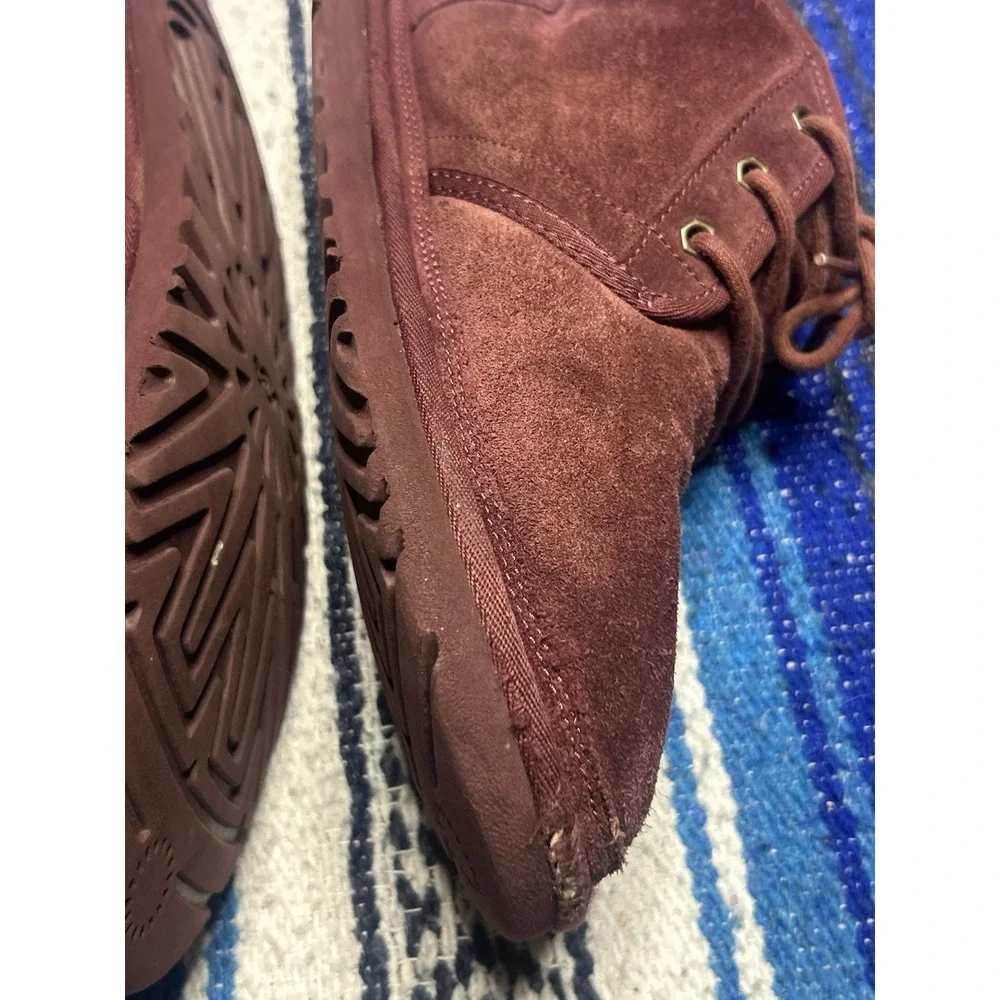 UGG Neumel Chukka Boots Men's Size 10 Burgundy Oxblood Suede Wool Lined